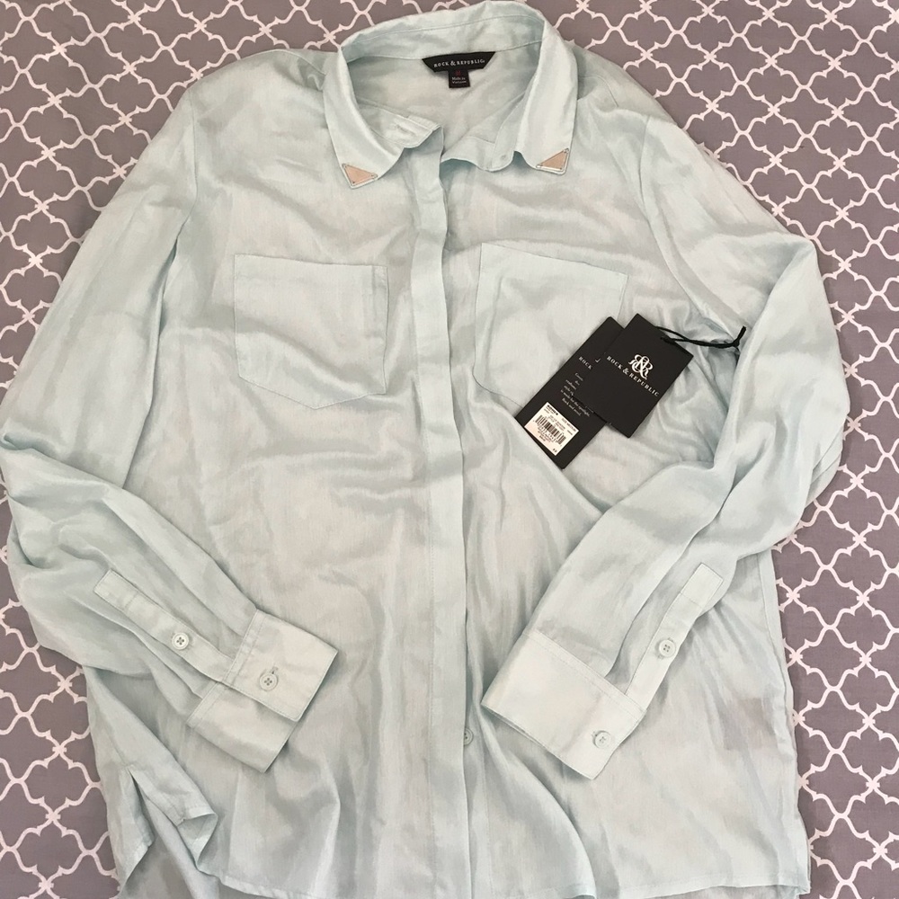 Sheer Button Down Blouse